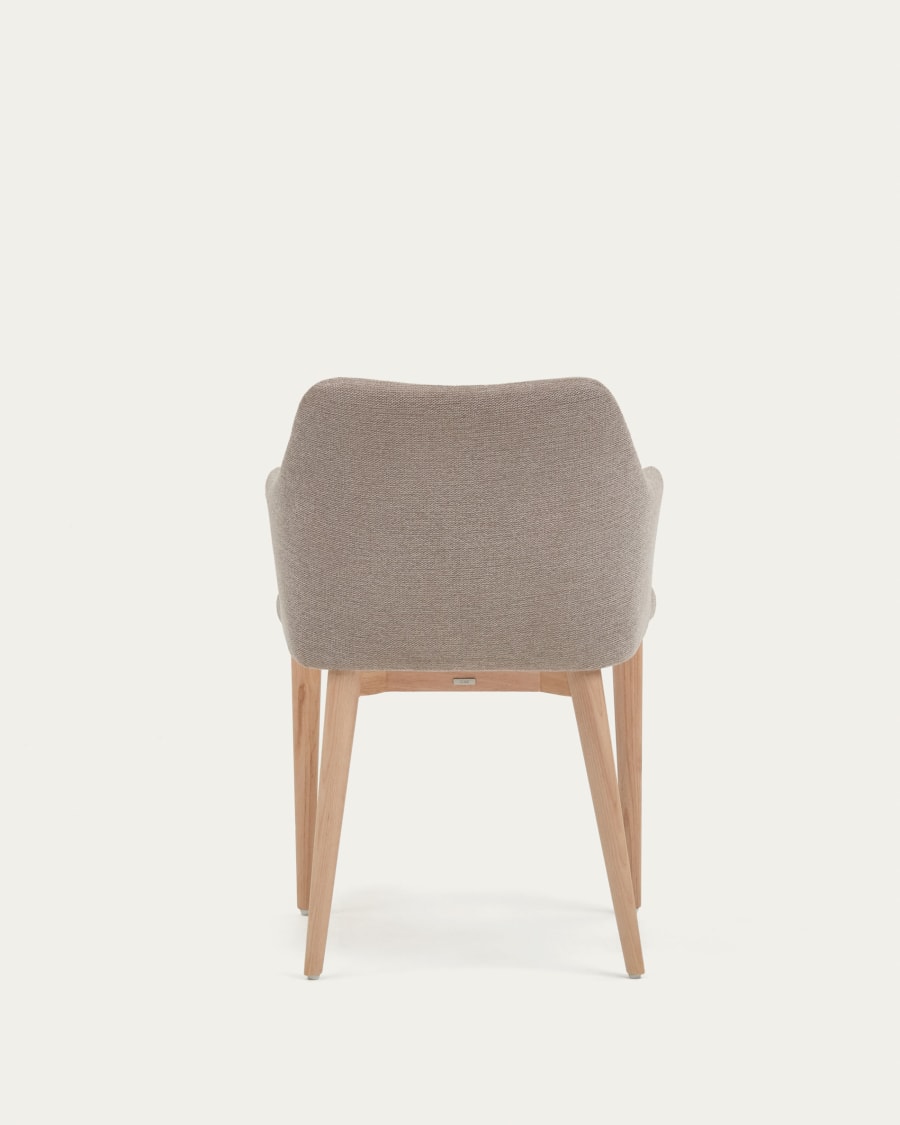 Croft chair in brown chenille with solid ash wood legs