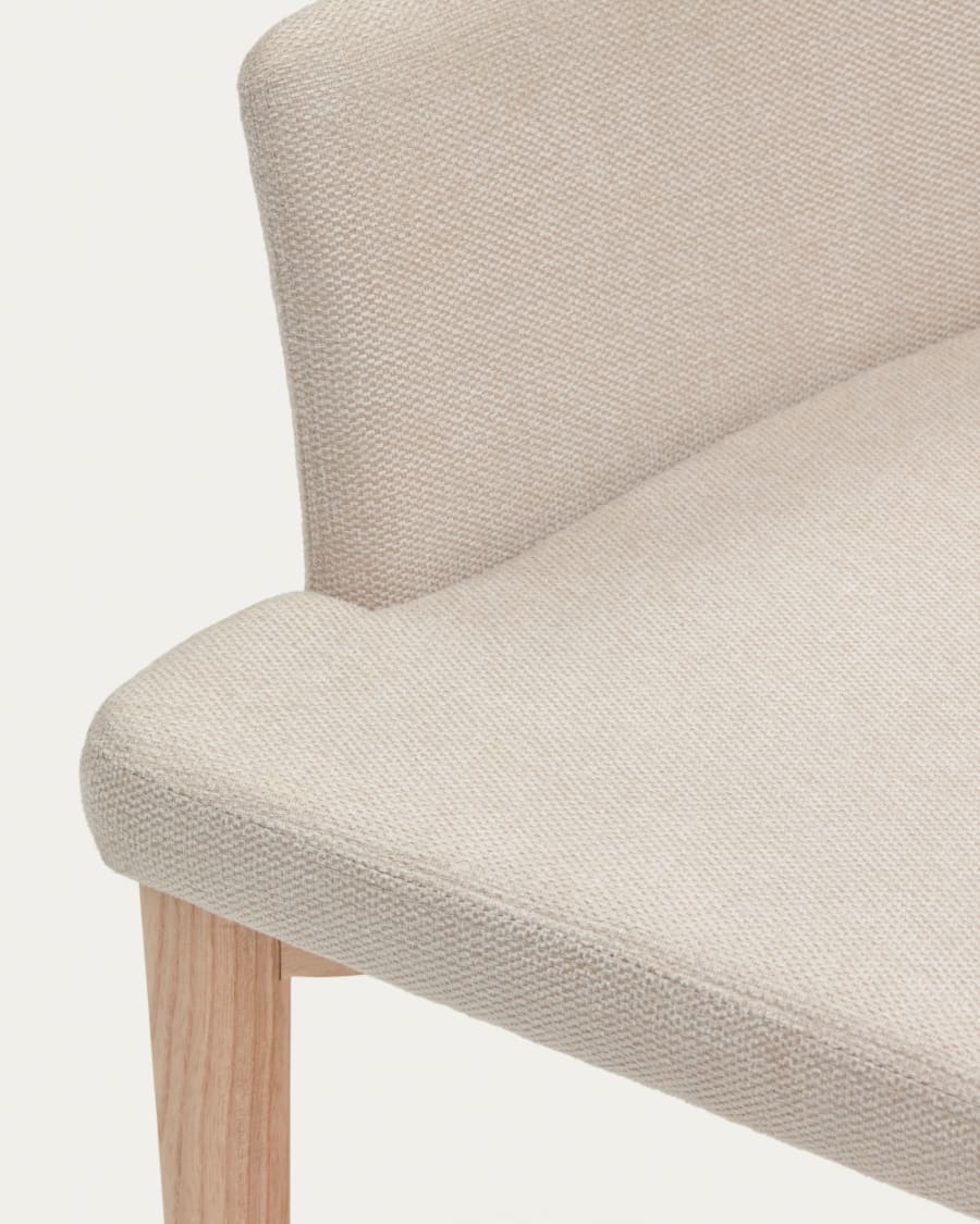 Croft chair in beige chenille with solid ash wood legs