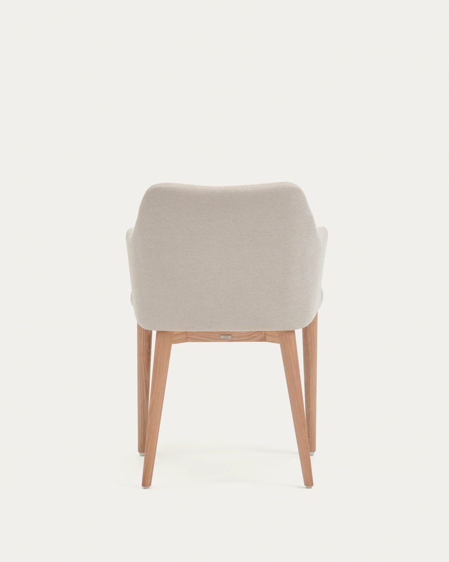 Croft chair in beige chenille with solid ash wood legs