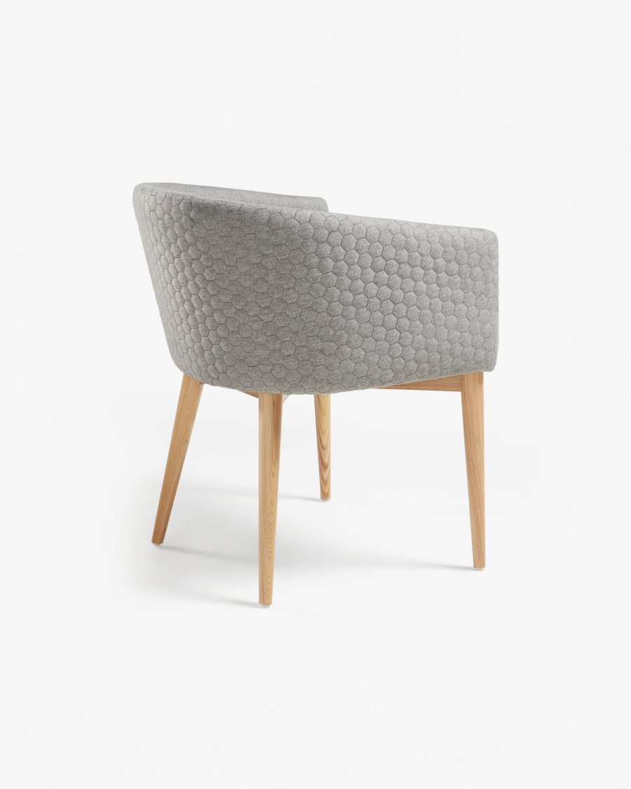 Harlan light grey chair with solid ash legs