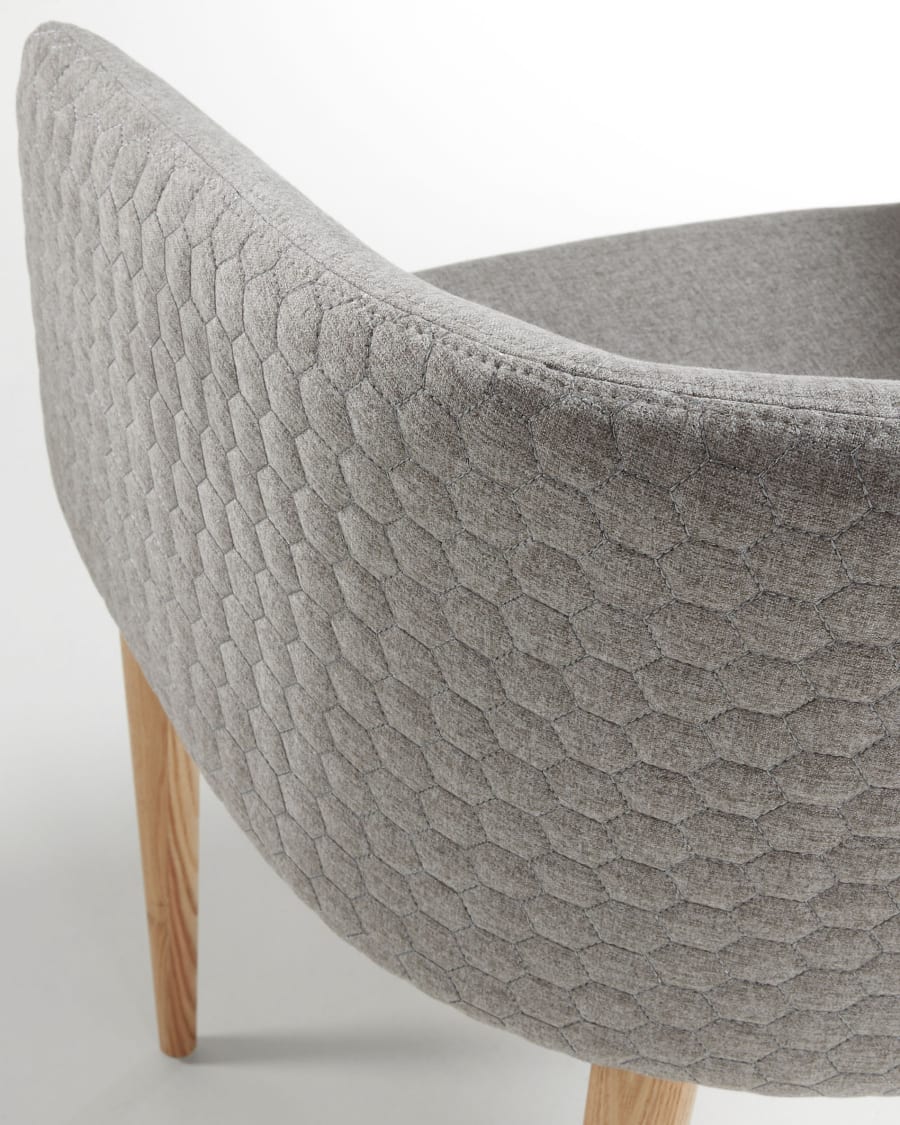 Harlan light grey chair with solid ash legs