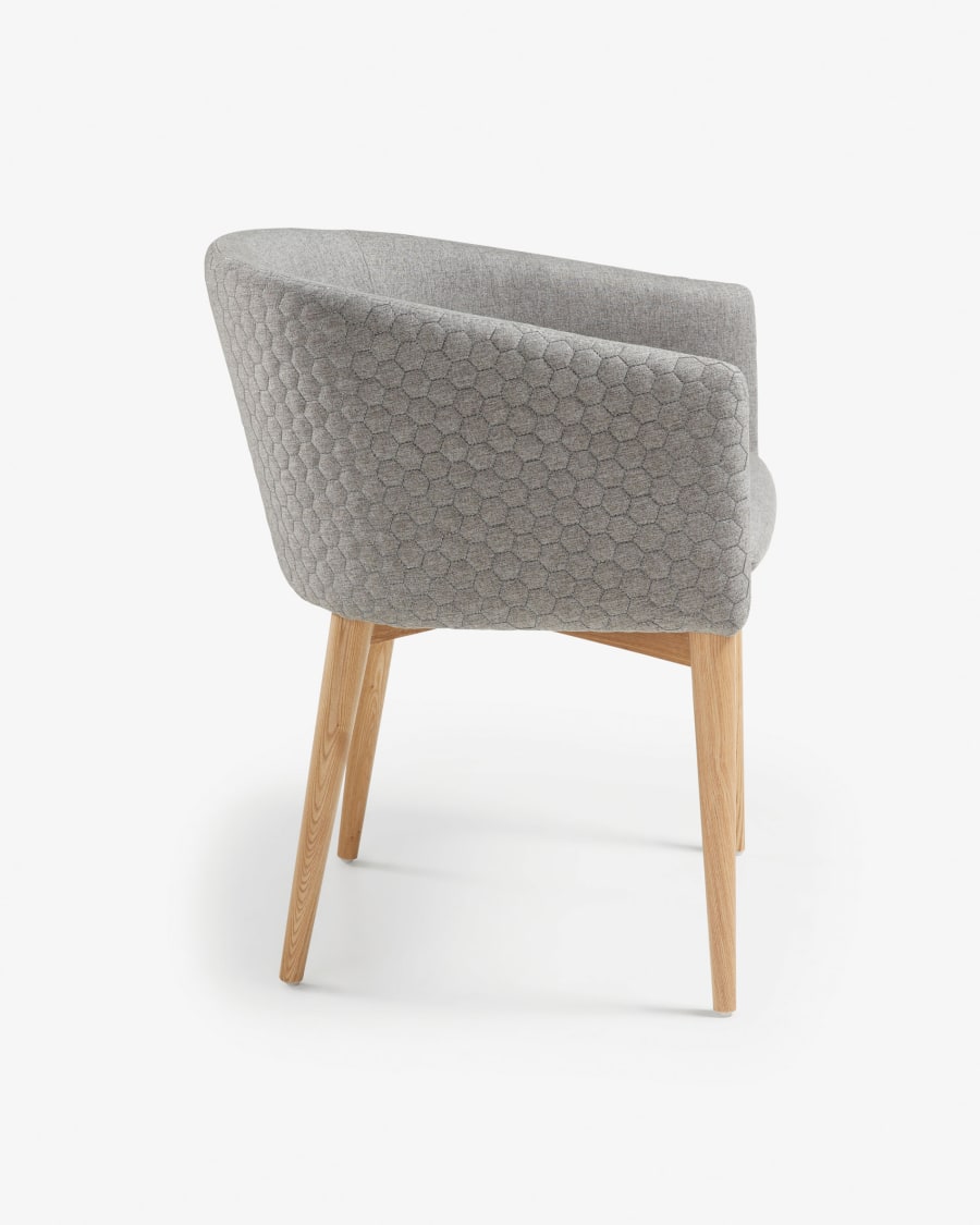 Harlan light grey chair with solid ash legs