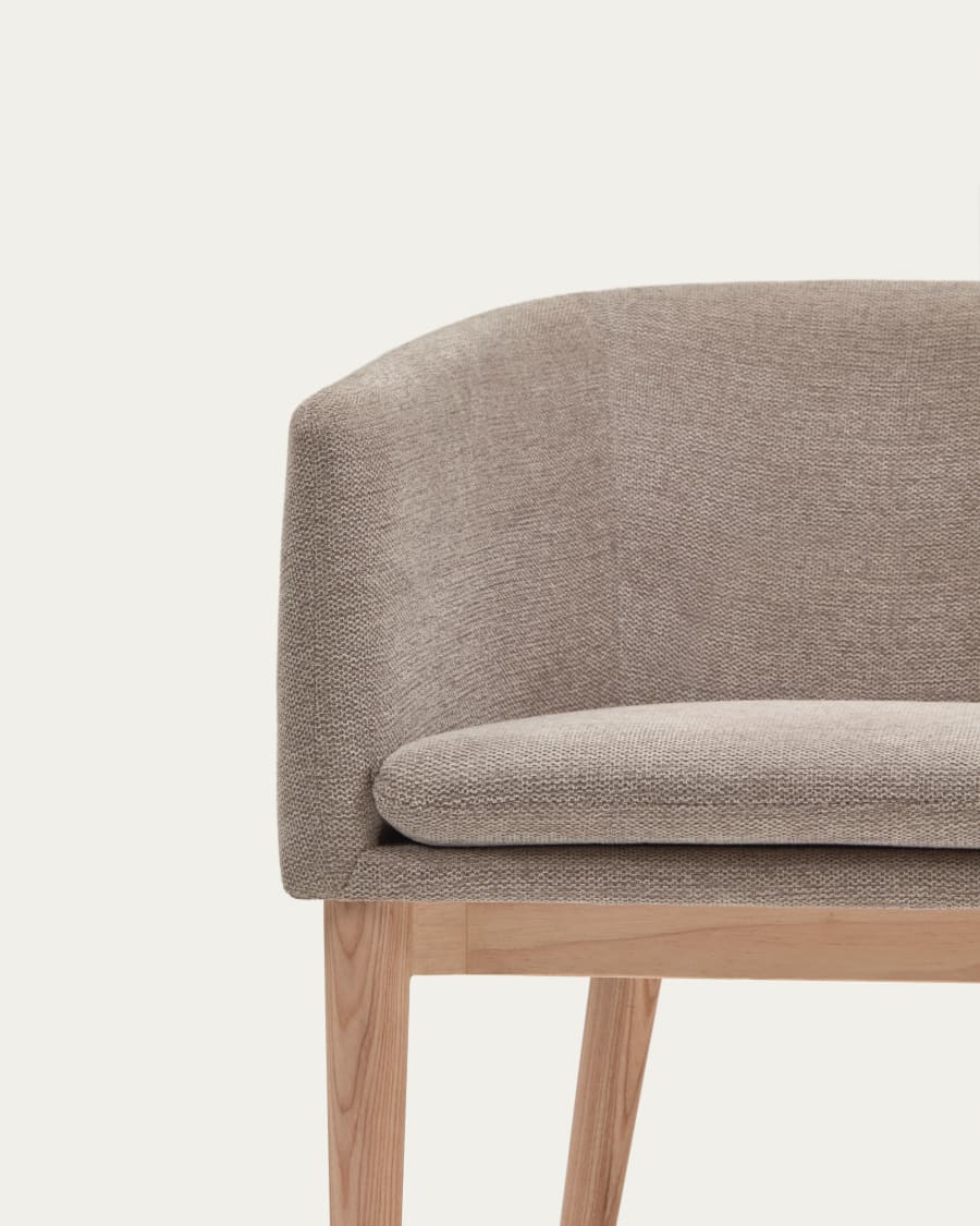 Harlan brown chenille chair with solid ash wood legs