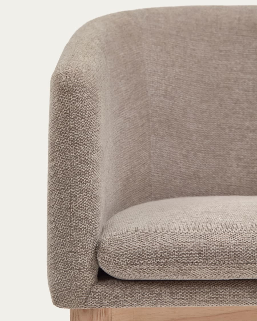 Harlan brown chenille chair with solid ash wood legs