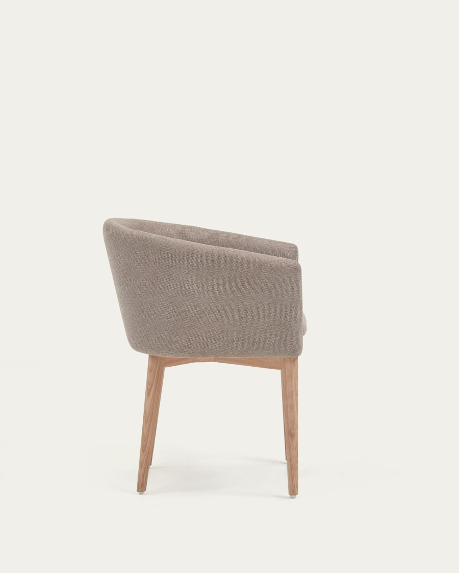 Harlan brown chenille chair with solid ash wood legs