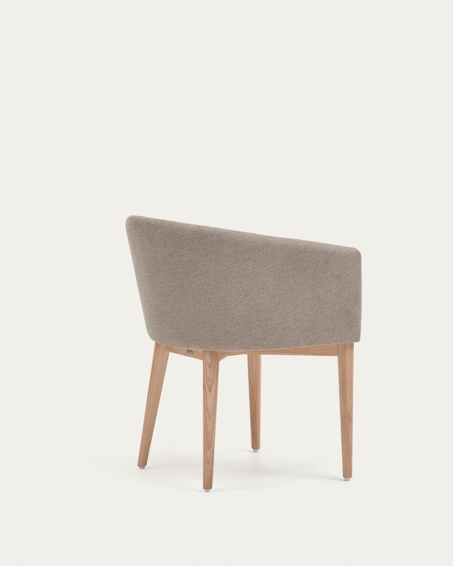 Harlan brown chenille chair with solid ash wood legs