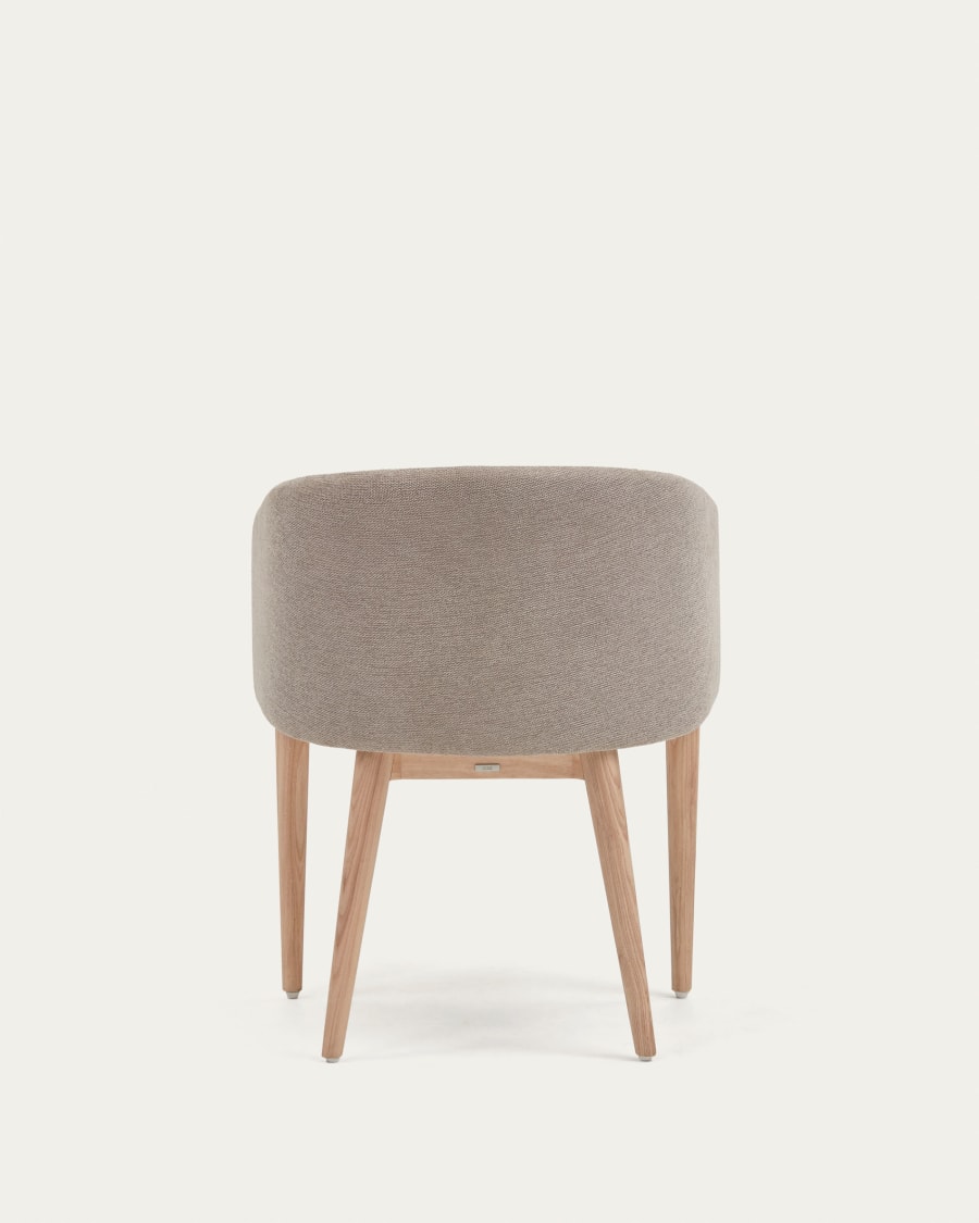 Harlan brown chenille chair with solid ash wood legs