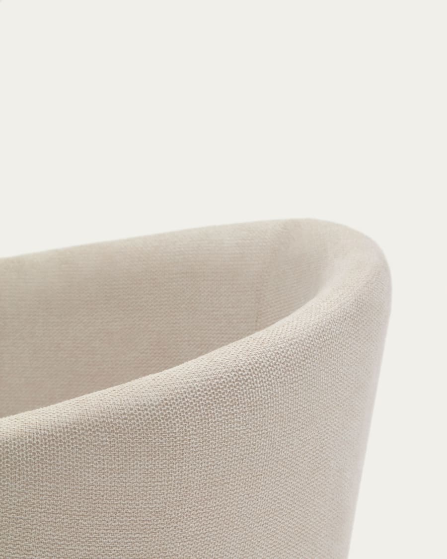 Harlan beige chenille chair with solid ash wood legs