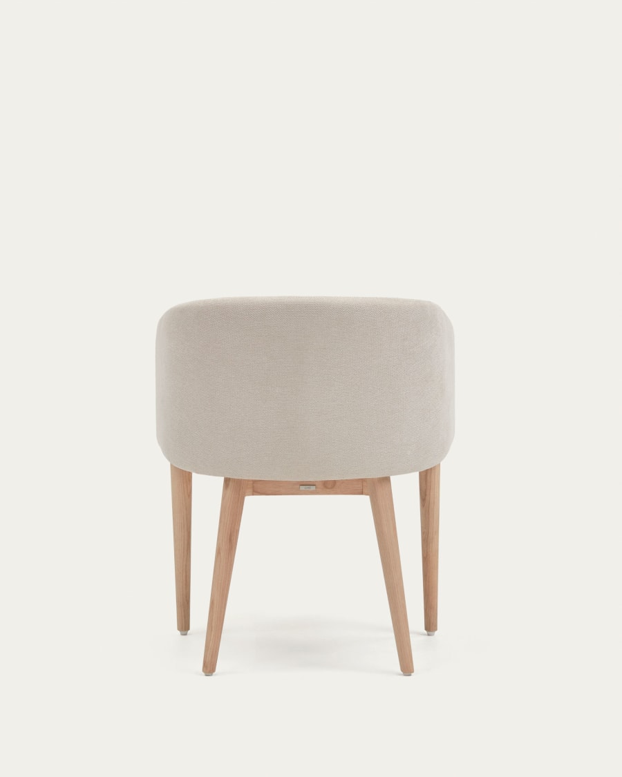 Harlan beige chenille chair with solid ash wood legs