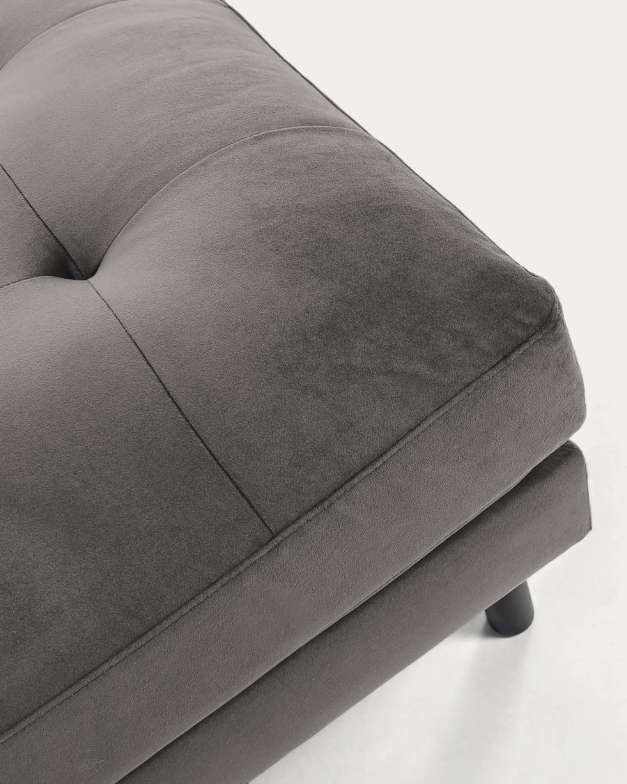 Debra footrest in grey velvet, 80 x 80 cm
