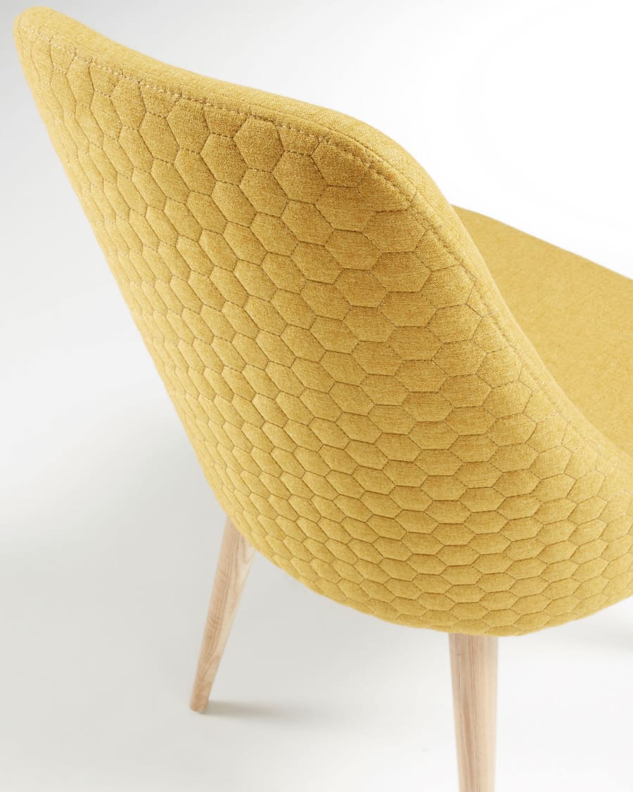 Rosie mustard chair with solid ash legs with natural finish