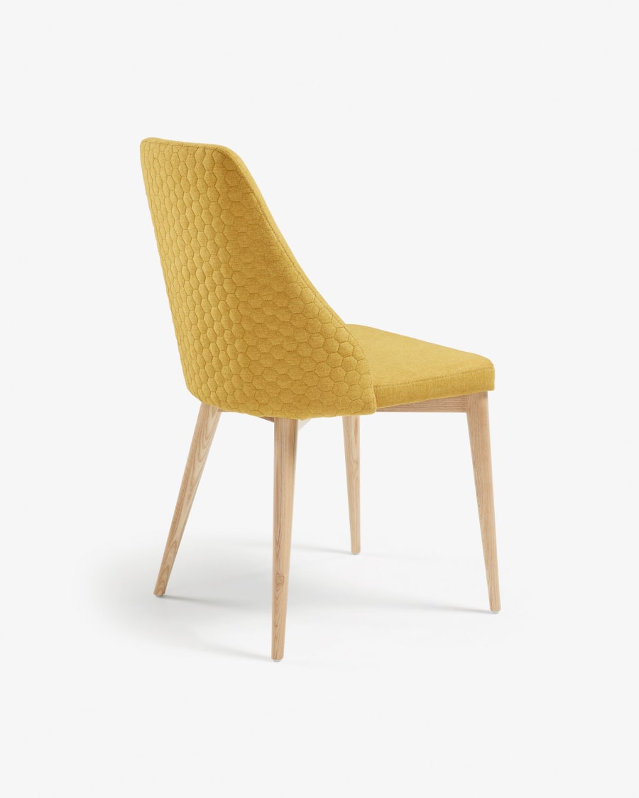 Rosie mustard chair with solid ash legs with natural finish