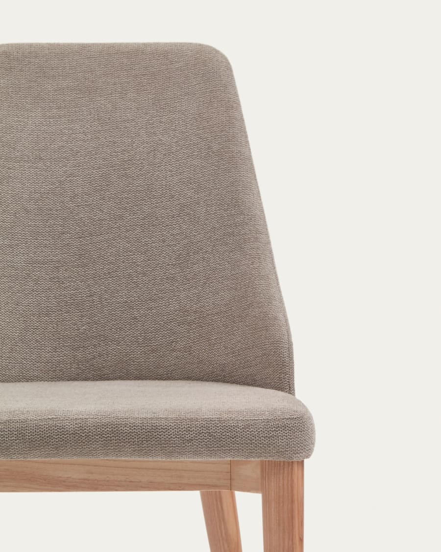 Rosie chair in brown chenille with solid ash wood legs in a natural finish