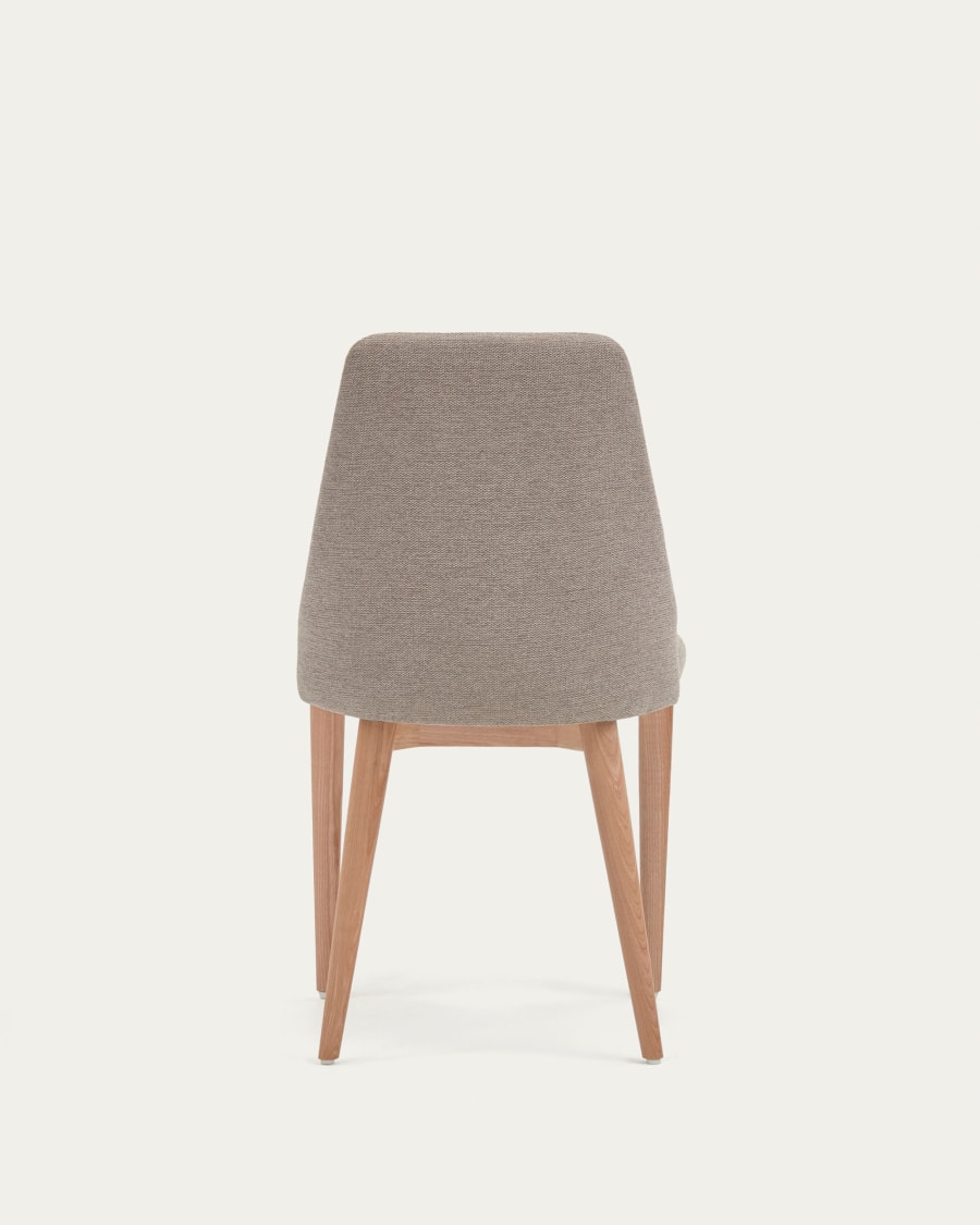 Rosie chair in brown chenille with solid ash wood legs in a natural finish