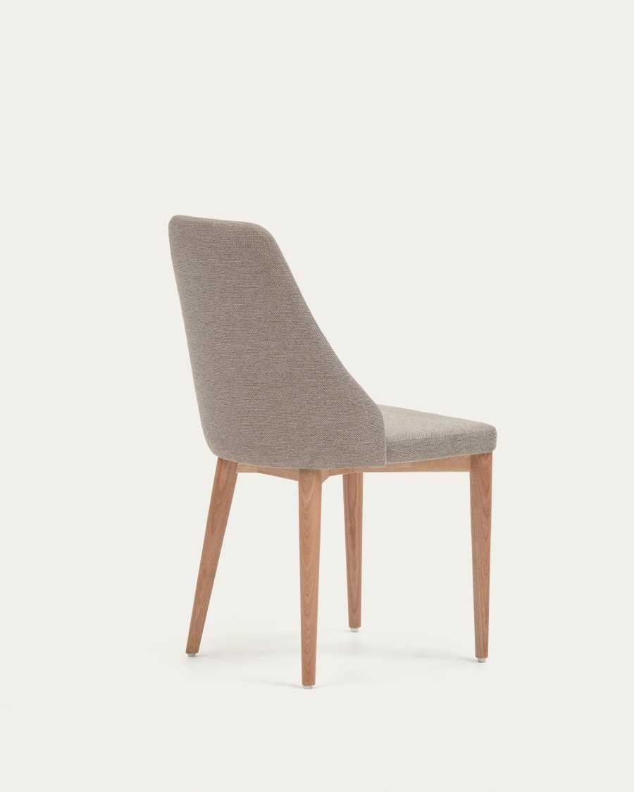 Rosie chair in brown chenille with solid ash wood legs in a natural finish