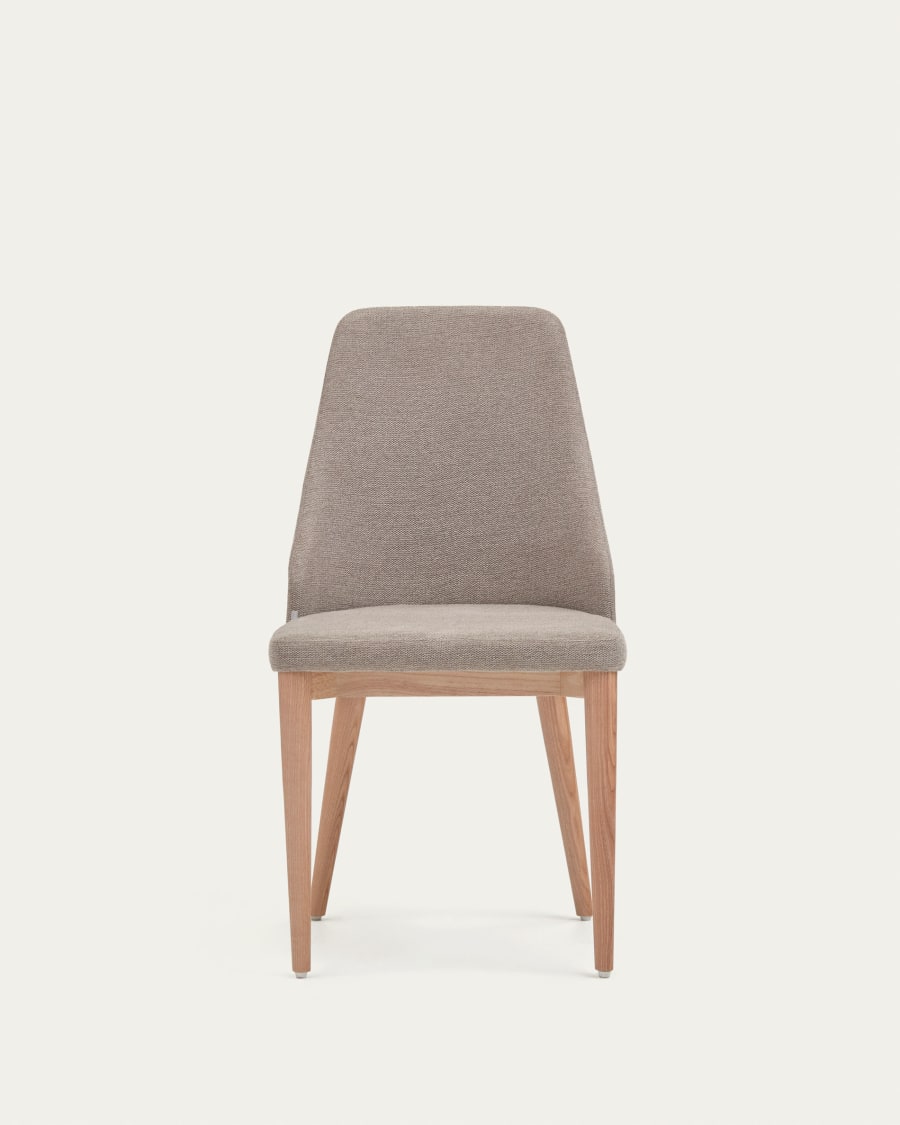 Rosie chair in brown chenille with solid ash wood legs in a natural finish