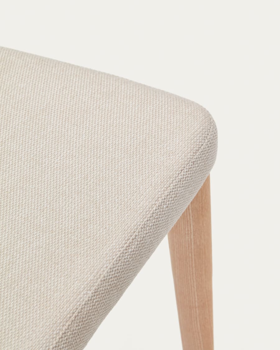 Rosie chair in beige chenille with solid ash wood legs in a natural finish
