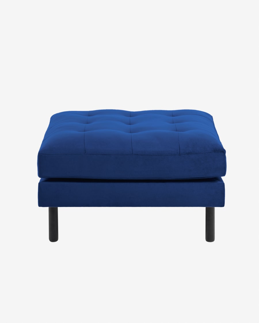Blue velvet Debra footstool 80 x 80 cm