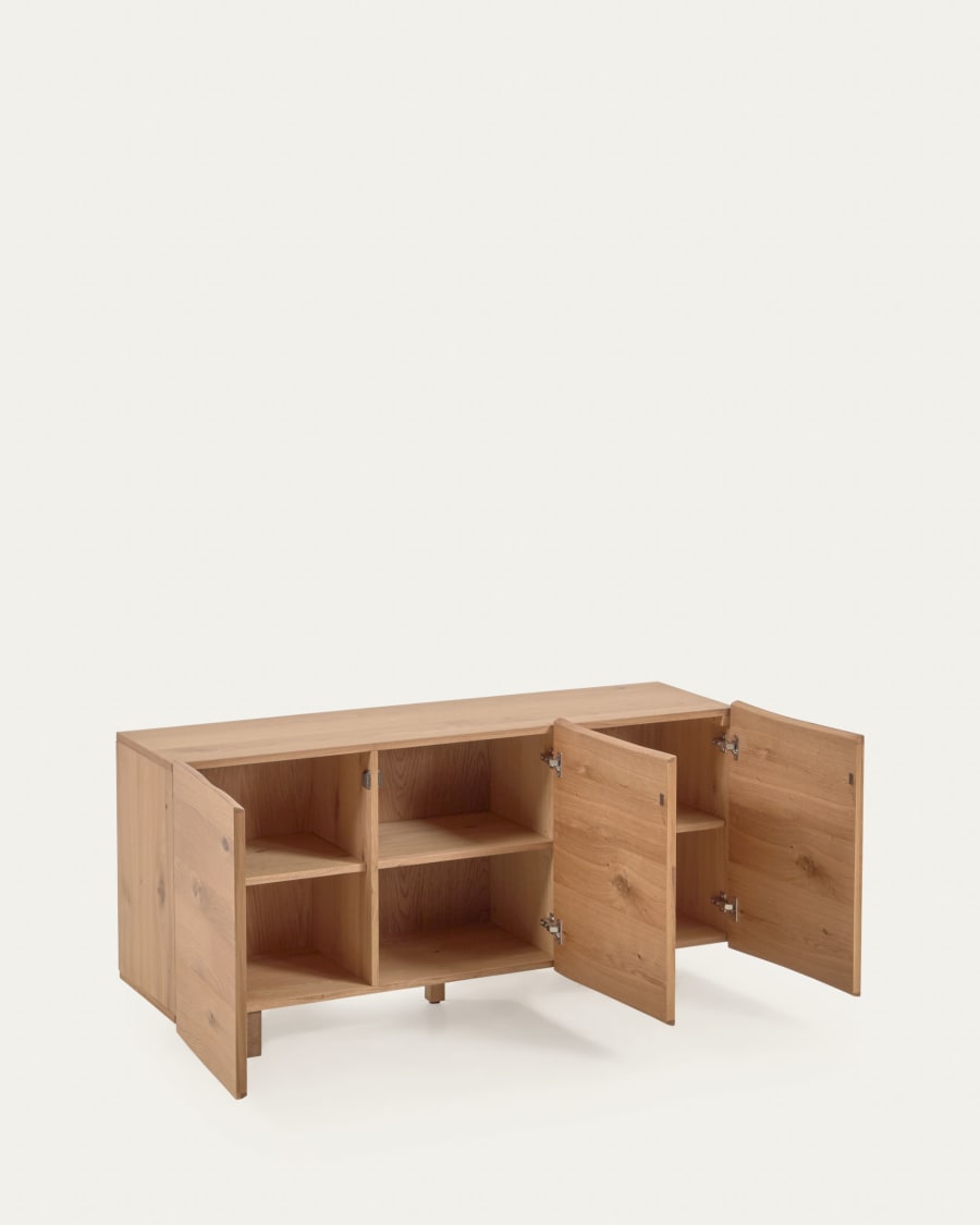 Rasha 3 door sideboard in oak veneer with natural finish, 150 x 71 cm