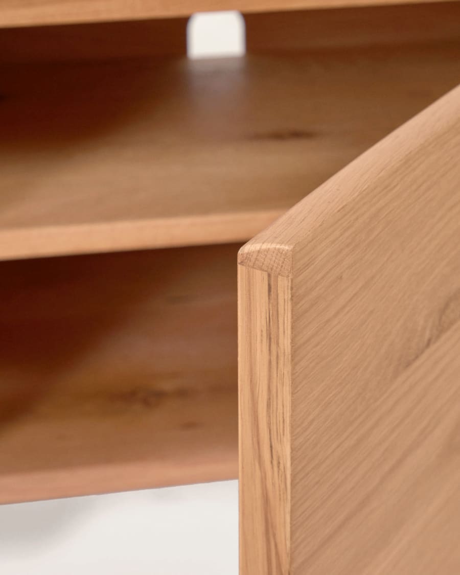 Rasha 4 door TV stand in oak veneer with natural finish, 200 x 45 cm
