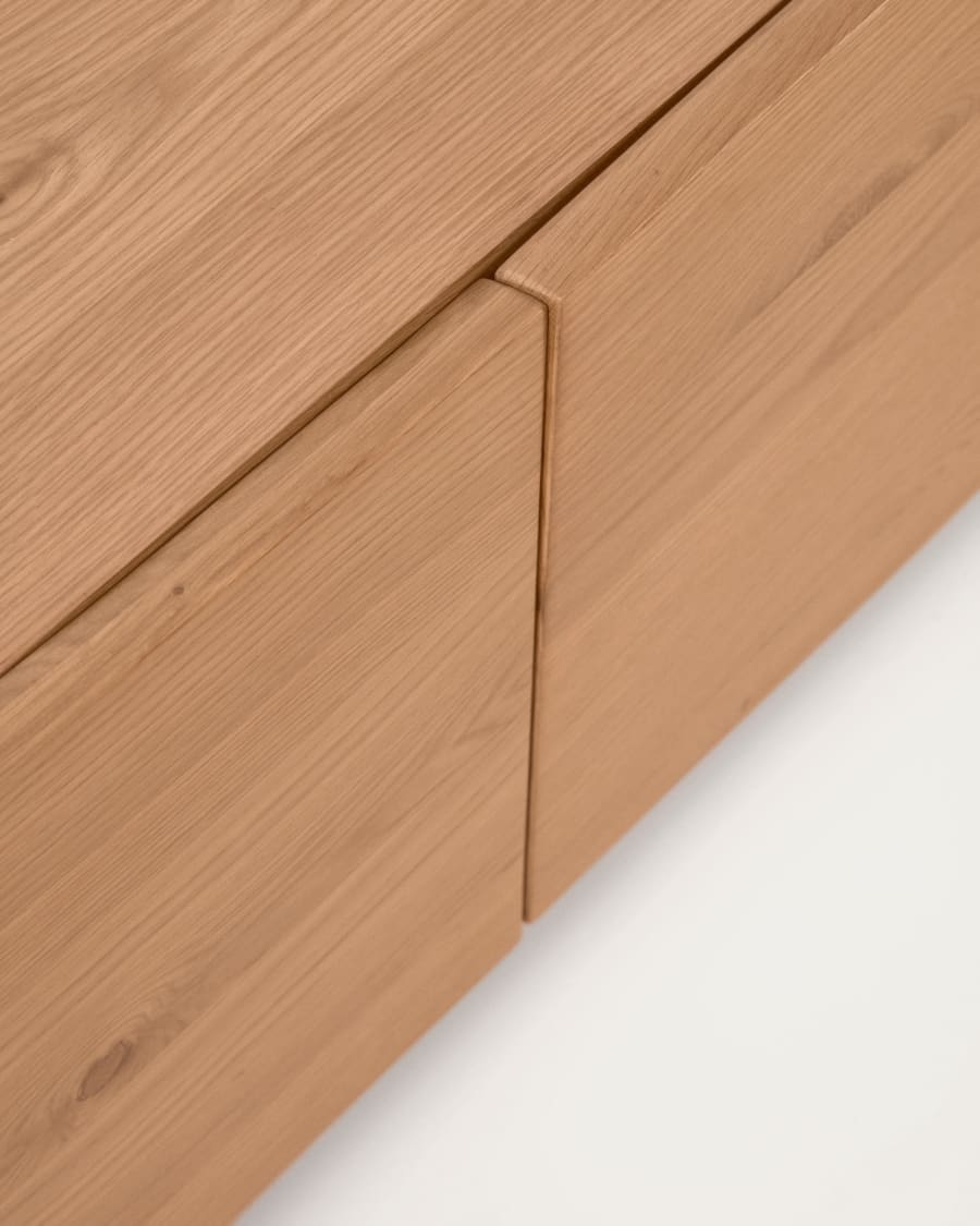 Rasha 4 door TV stand in oak veneer with natural finish, 200 x 45 cm