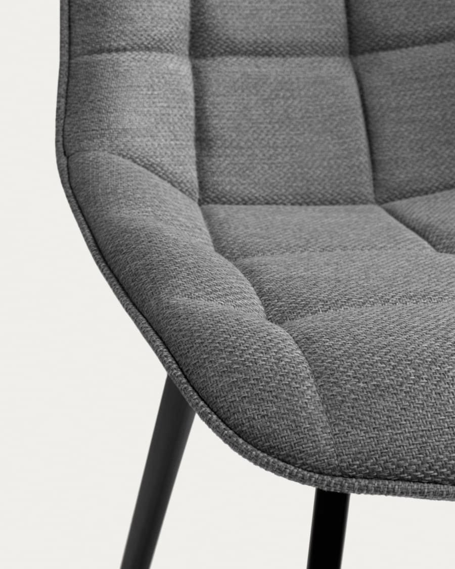 Καρέκλα Adam, ανοιχτό γκρι και μαύρα ατσάλινα πόδια