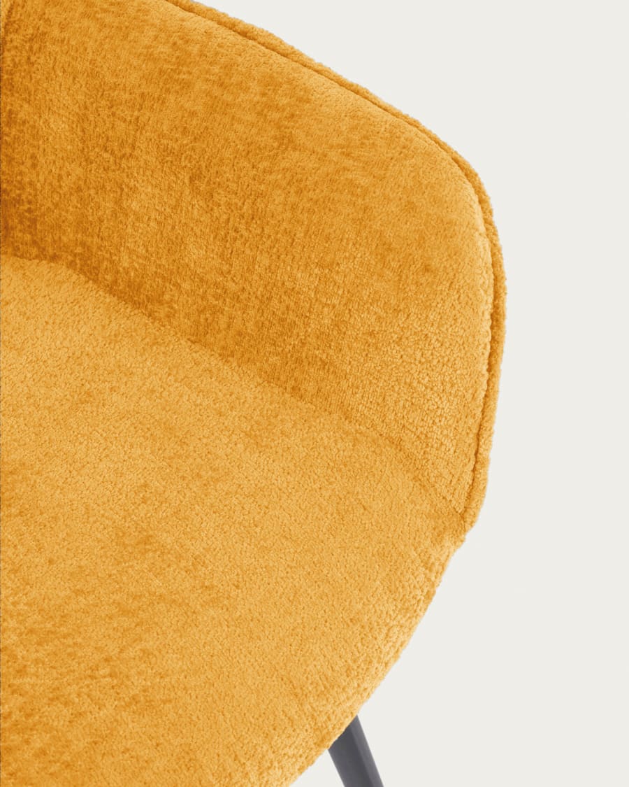 Amira chair in mustard chenille with steel legs with black finish