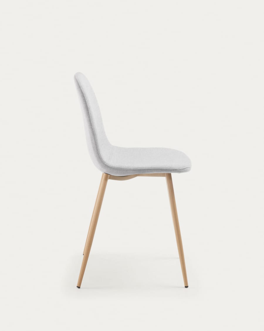 Καρέκλα Yaren, ανοιχτό γκρι και πόδια από ατσάλι σε εφέ ξύλου