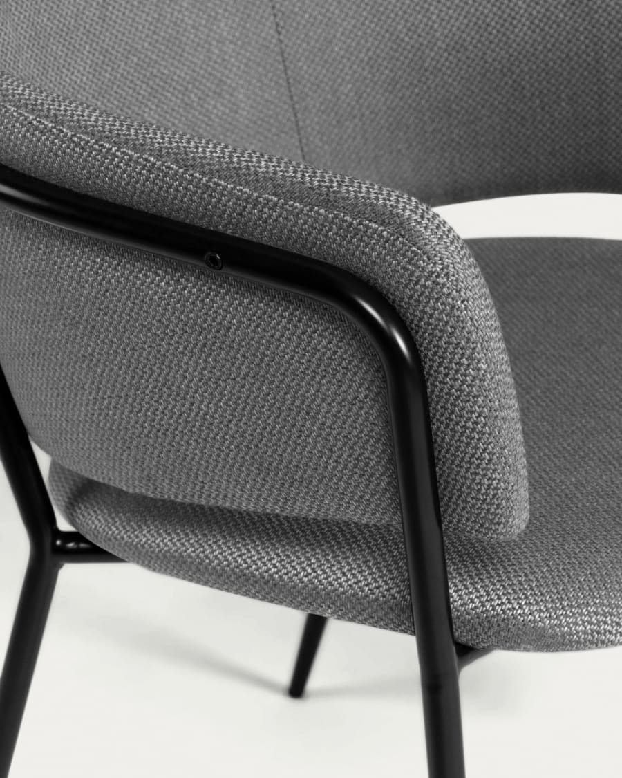 Runnie chair in light grey with steel legs with black finish