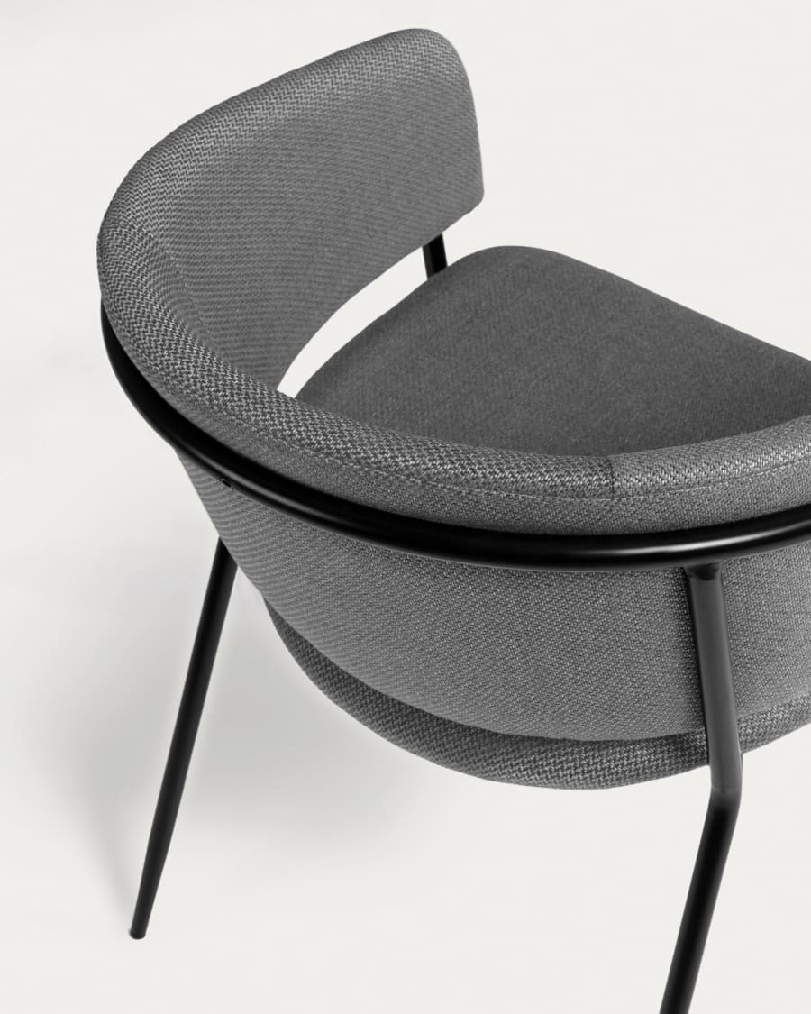 Runnie chair in light grey with steel legs with black finish