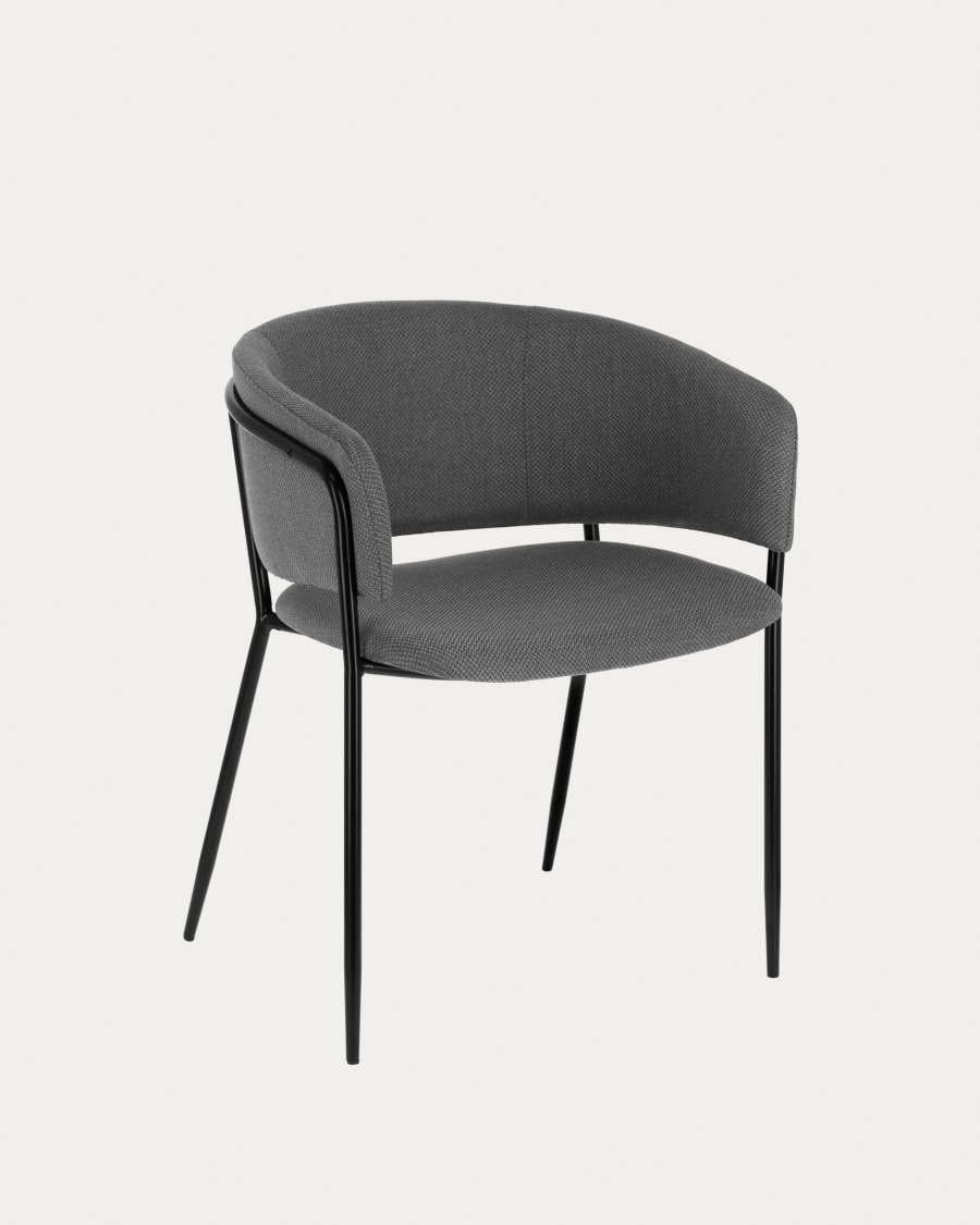 Runnie chair in light grey with steel legs with black finish