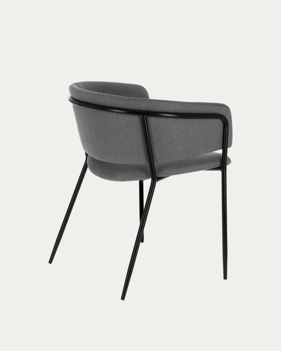 Runnie chair in light grey with steel legs with black finish