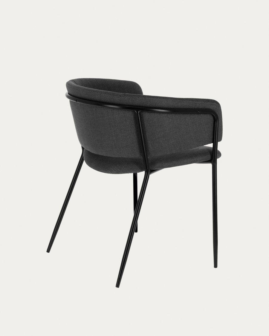 Runnie chair in dark grey with steel legs with black finish