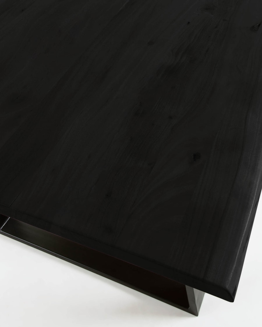 Alaia table in solid black acacia wood with black steel legs, 200 x 95 cm