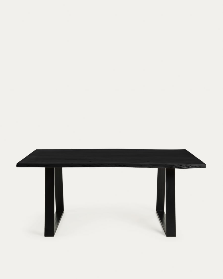 Alaia table in solid black acacia wood with black steel legs, 200 x 95 cm