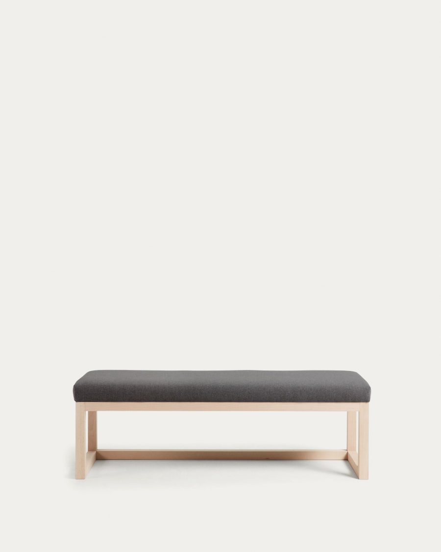 Loya solid beech wood bench in black, 128 cm