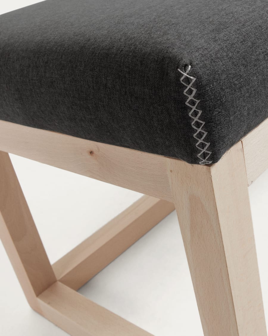 Loya solid beech wood bench in black, 128 cm