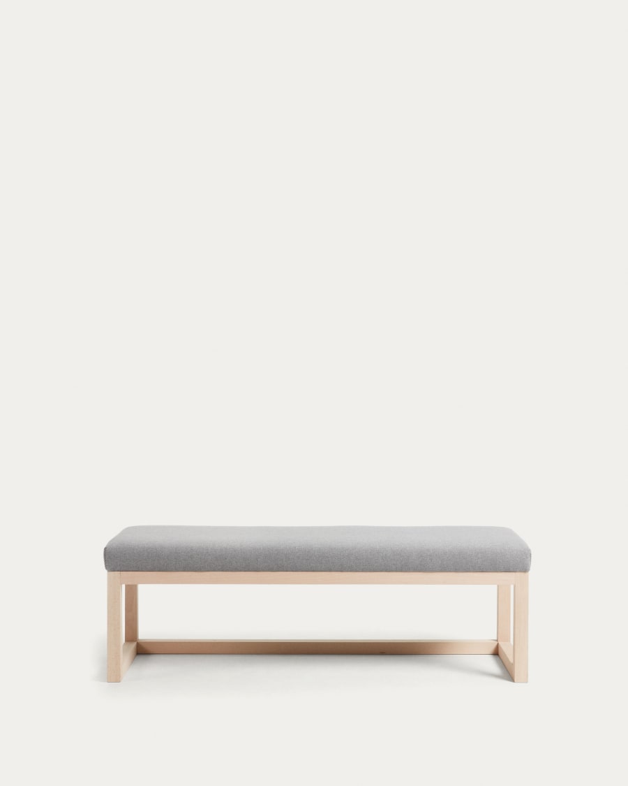 Grey Loya bench in solid beech wood 128 cm