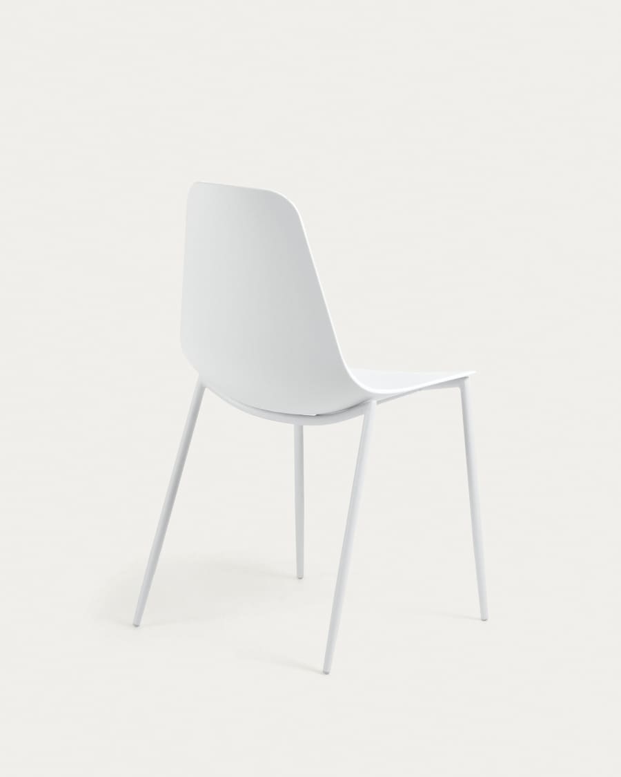 Whatts chair with steel legs in white finnish