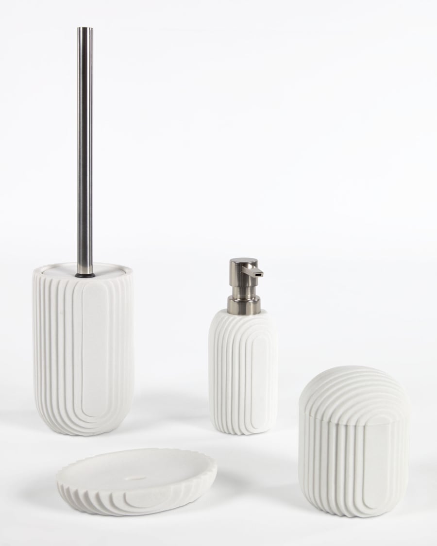 Ateneas white polyresin toilet brush