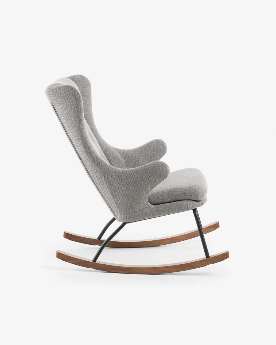 Meryl rocking chair in grey with steel legs and solid ash wood.