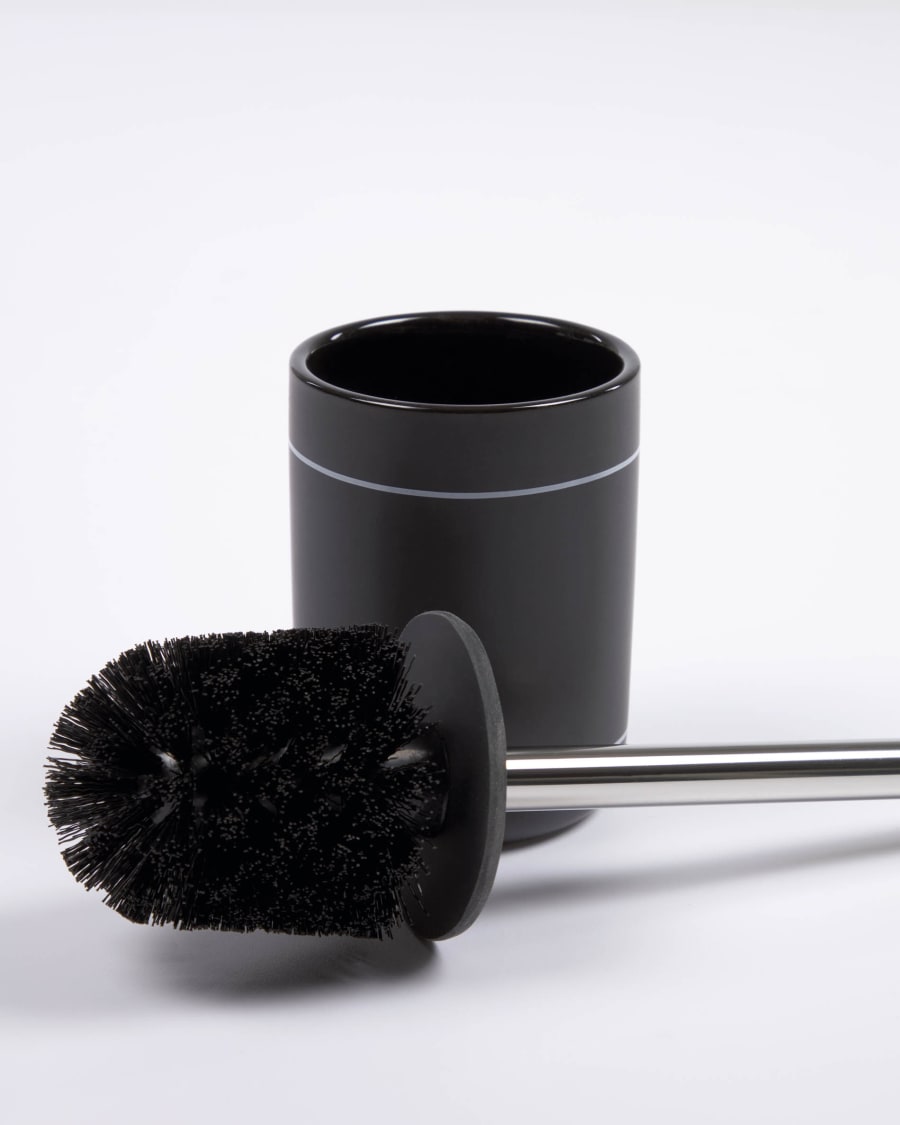 Cerisa black ceramic toilet brush with white detail