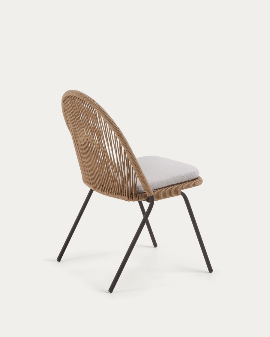 Shann stackable chair in beige cord and galvanised steel legs