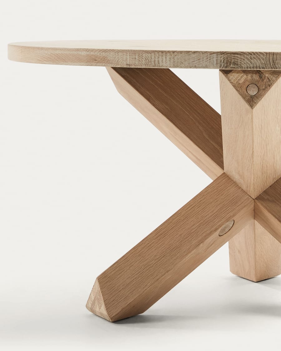 Lotus wood coffee table in solid oak wood, Ø 65 cm
