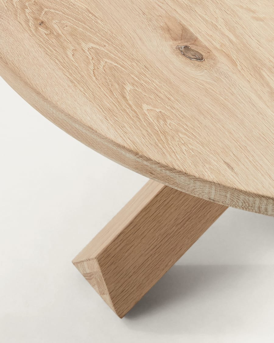 Lotus wood coffee table in solid oak wood, Ø 65 cm