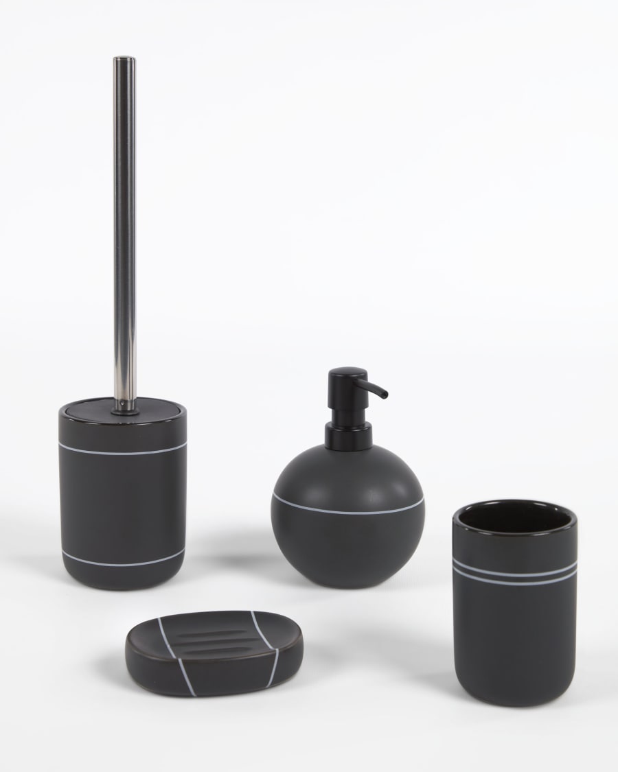Cerisa black ceramic toilet brush with white detail