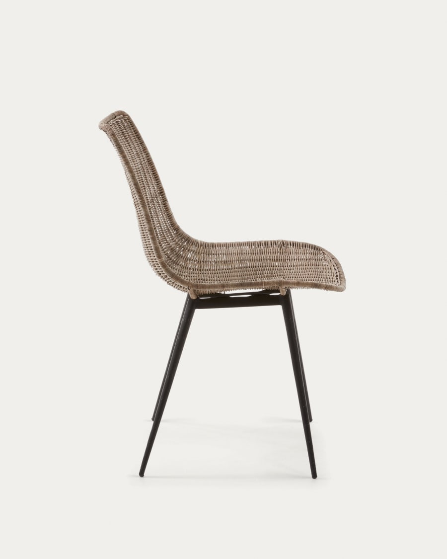 Equal chair made from rattan, with black finished steel legs