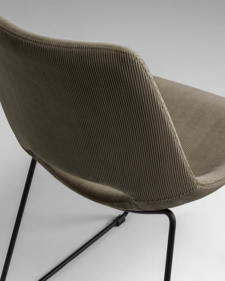 Zahara grey corduroy chair with steel legs with black finish