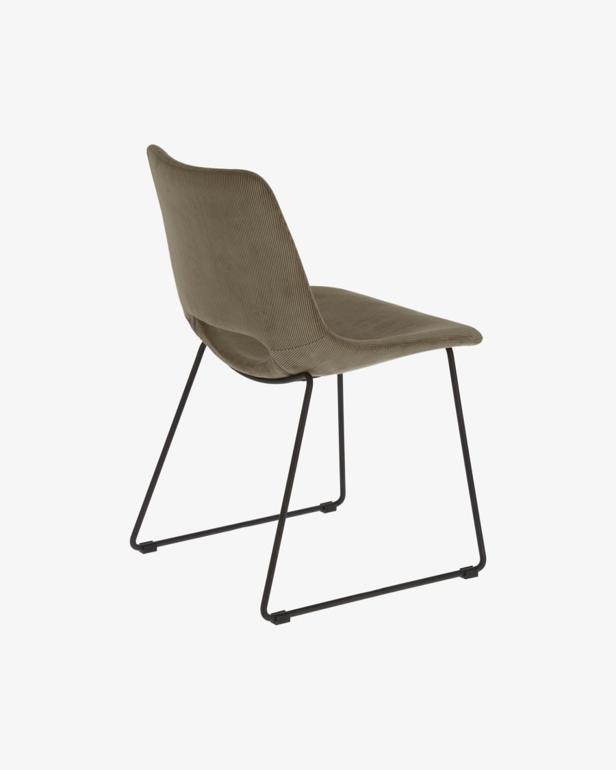 Zahara grey corduroy chair with steel legs with black finish