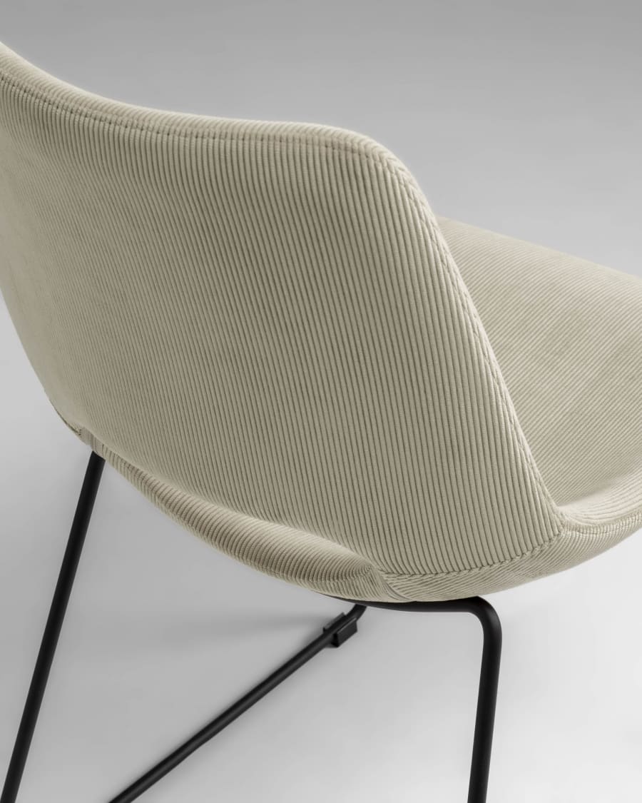 Zahara beige corduroy chair with steel legs with black finish
